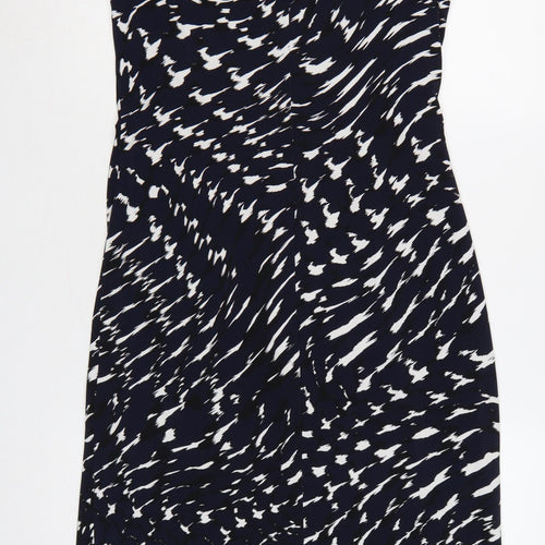 Planet Women Blue Geometric Ruched Buckle Sheath Dress UK 12