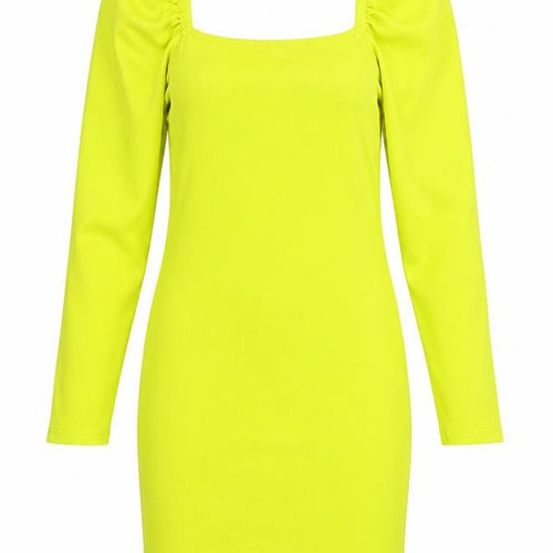 River Island Women Yellow UK 14 Bodycon Ribbed Square Neck Dress