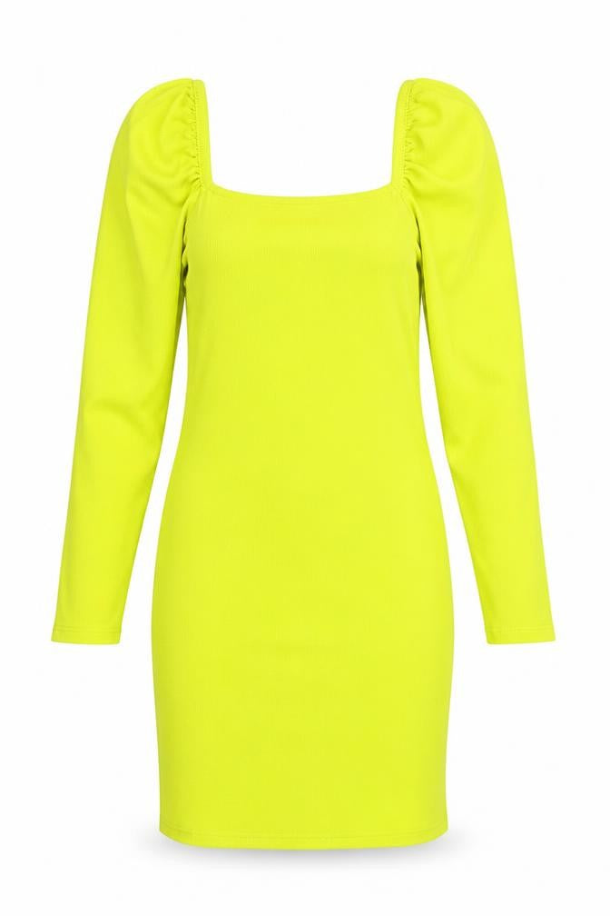 River Island Women Yellow UK 14 Bodycon Ribbed Square Neck Dress