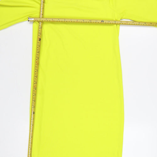 River Island Women Yellow UK 14 Bodycon Ribbed Square Neck Dress