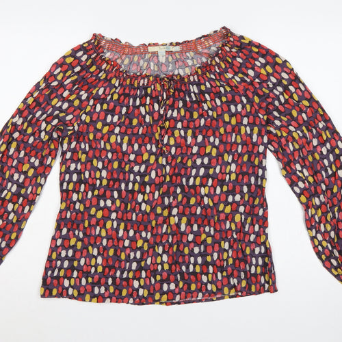 Boden Women Multicoloured UK 14 Long Sleeve Ruffle Viscose Blouse