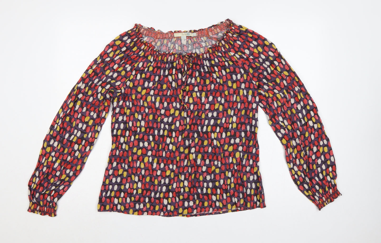 Boden Women Multicoloured UK 14 Long Sleeve Ruffle Viscose Blouse