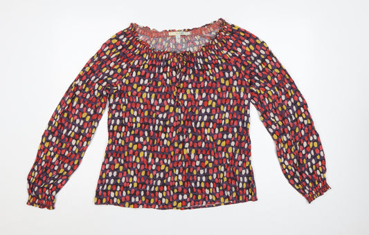 Boden Women Multicoloured UK 14 Long Sleeve Ruffle Viscose Blouse