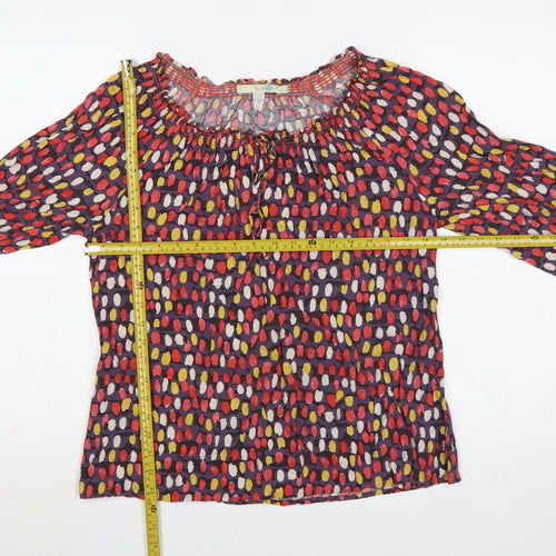Boden Women Multicoloured UK 14 Long Sleeve Ruffle Viscose Blouse