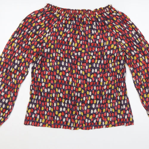 Boden Women Multicoloured UK 14 Long Sleeve Ruffle Viscose Blouse