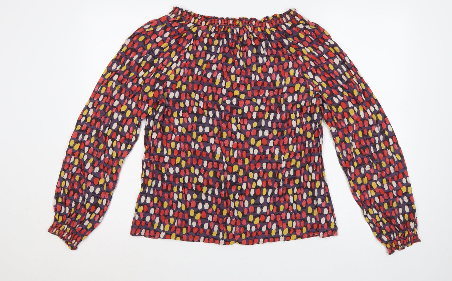 Boden Women Multicoloured UK 14 Long Sleeve Ruffle Viscose Blouse