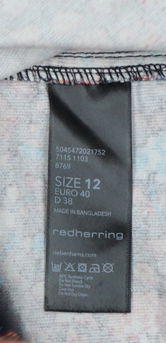 Red Herring Women Black Floral Corduroy Pinafore Dress UK 12