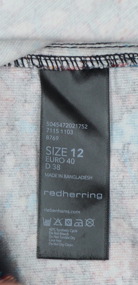 Red Herring Women Black Floral Corduroy Pinafore Dress UK 12