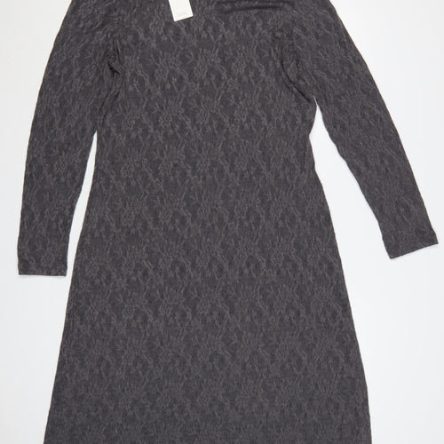 Marks and Spencer Women Grey UK 16 Long Knit Jumper Dress