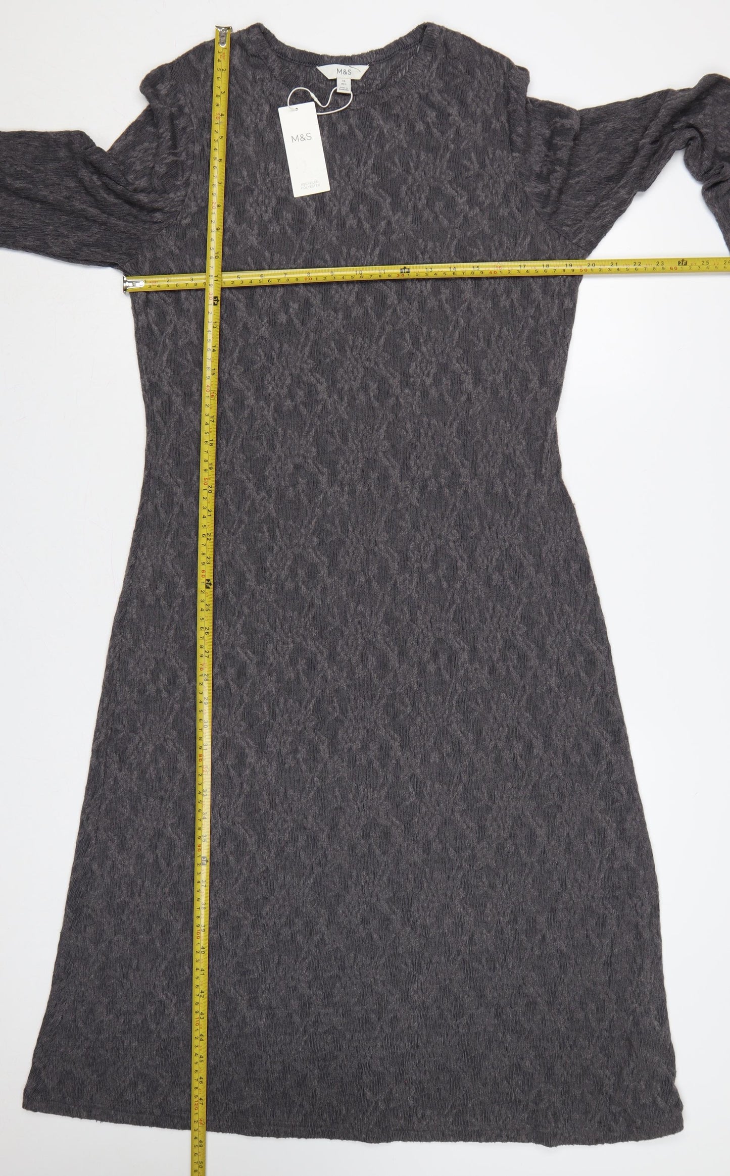 Marks and Spencer Women Grey UK 16 Long Knit Jumper Dress