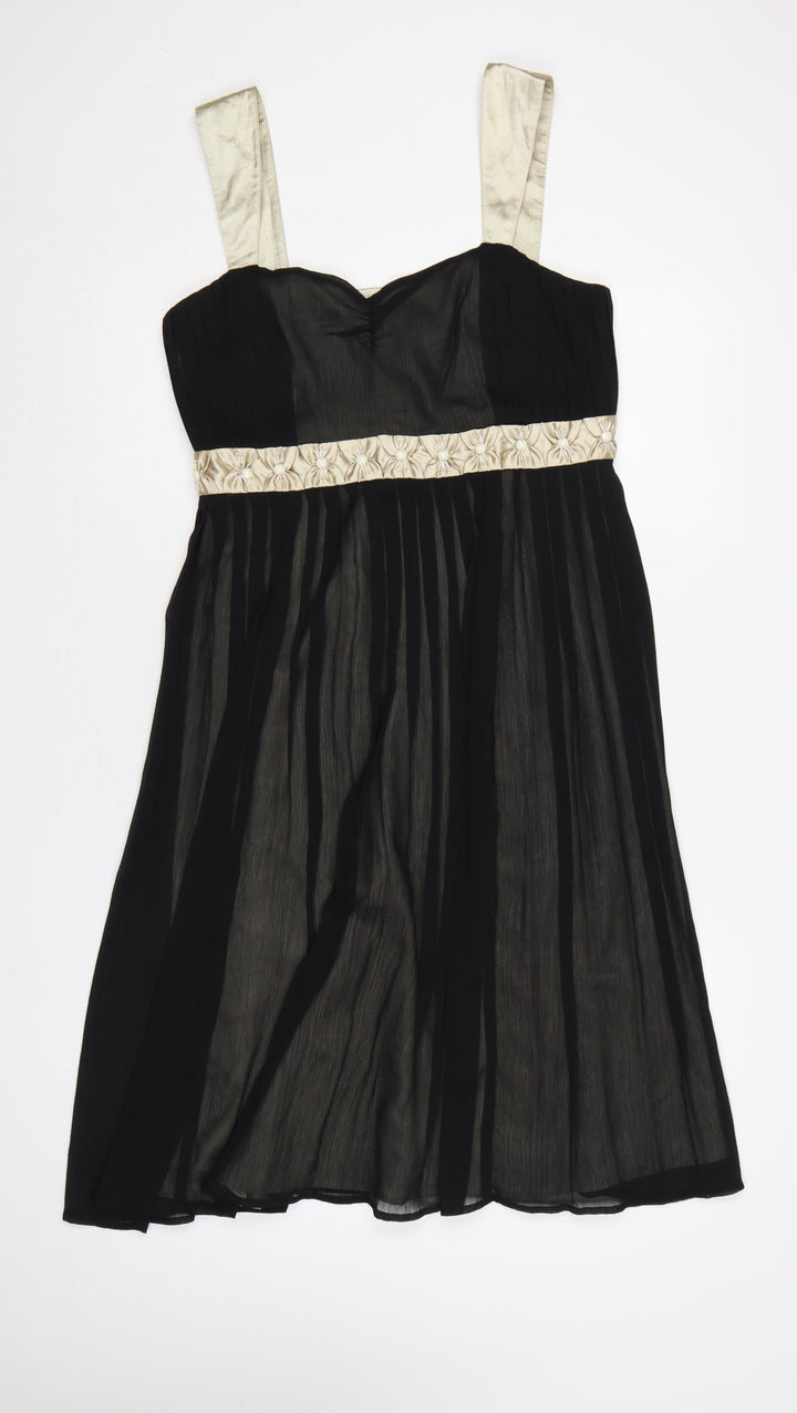 Next Women Black Ivory Size 12 Fit & Flare Chiffon Party Dress