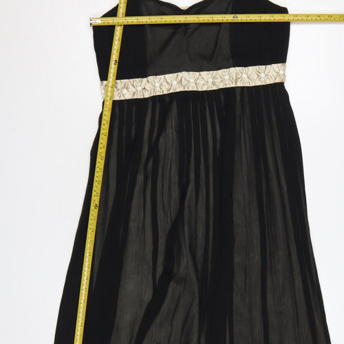 Next Women Black Ivory Size 12 Fit & Flare Chiffon Party Dress