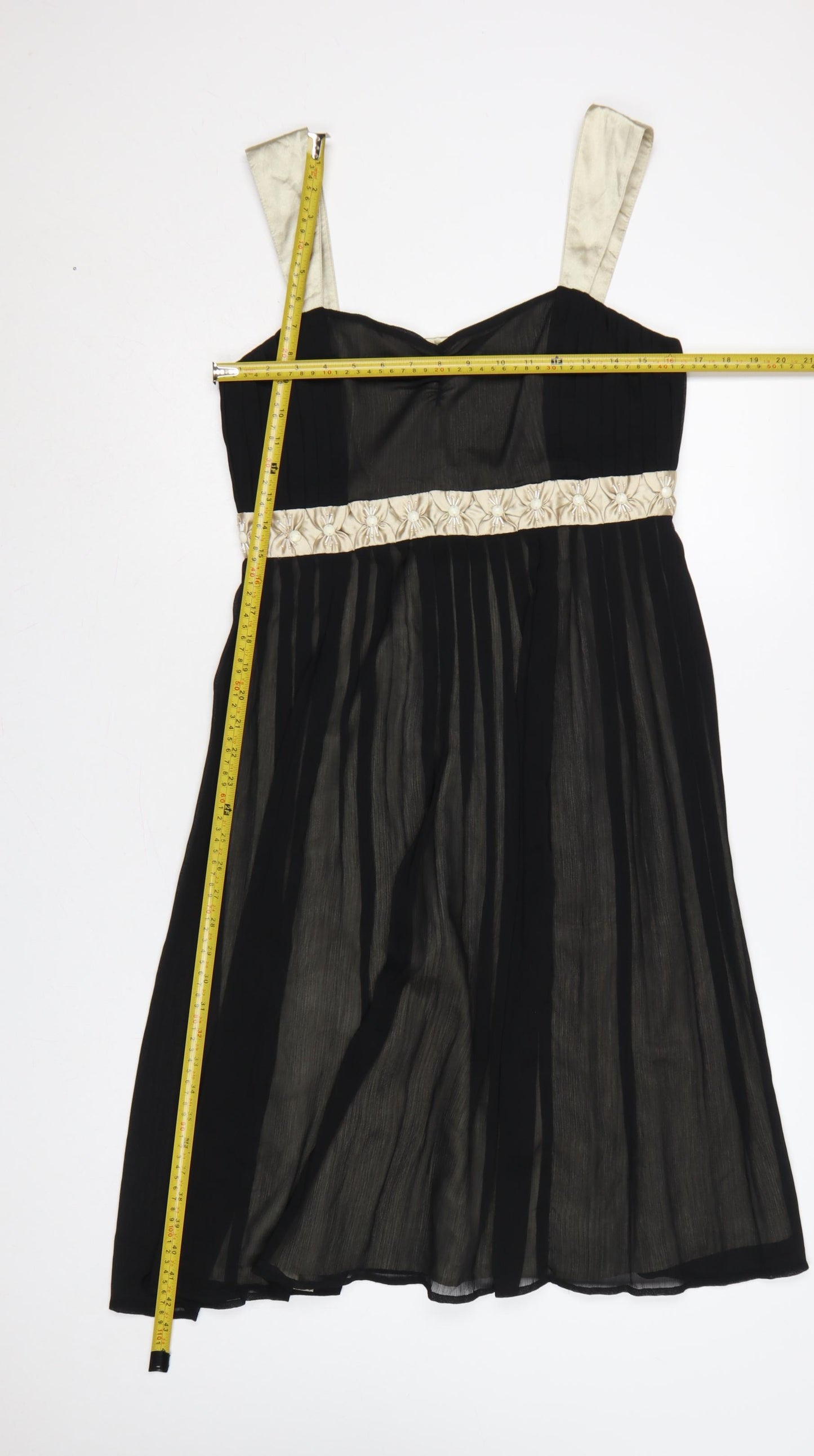 Next Women Black Ivory Size 12 Fit & Flare Chiffon Party Dress
