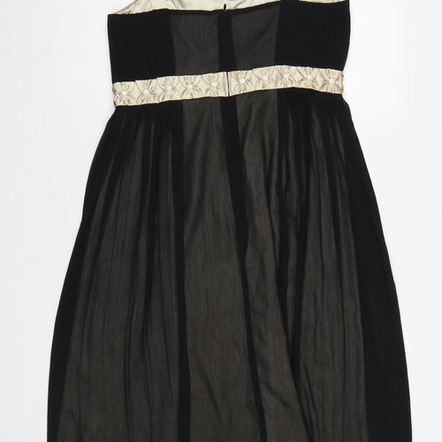 Next Women Black Ivory Size 12 Fit & Flare Chiffon Party Dress