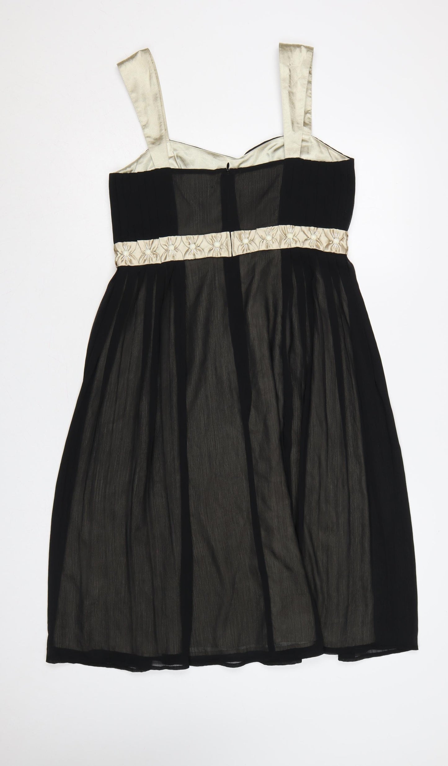 Next Women Black Ivory Size 12 Fit & Flare Chiffon Party Dress