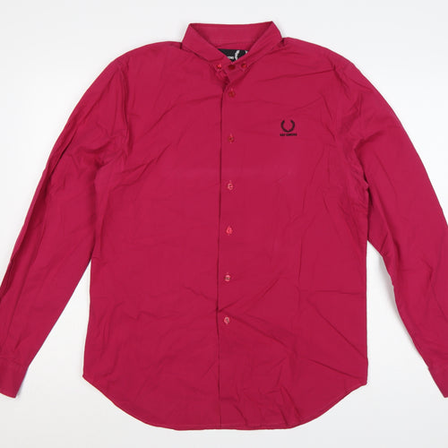 Fred Perry x Raf Simons Men's Pink L Button-Down Cotton Shirt