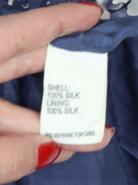 Additional view of Jigsaw Women’s Blue Silk Patchwork Shift Dress, size UK 12, Knee Length