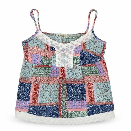 Hollister Women Multicoloured XS Bohemian Lace Trim Viscose Camisole Top