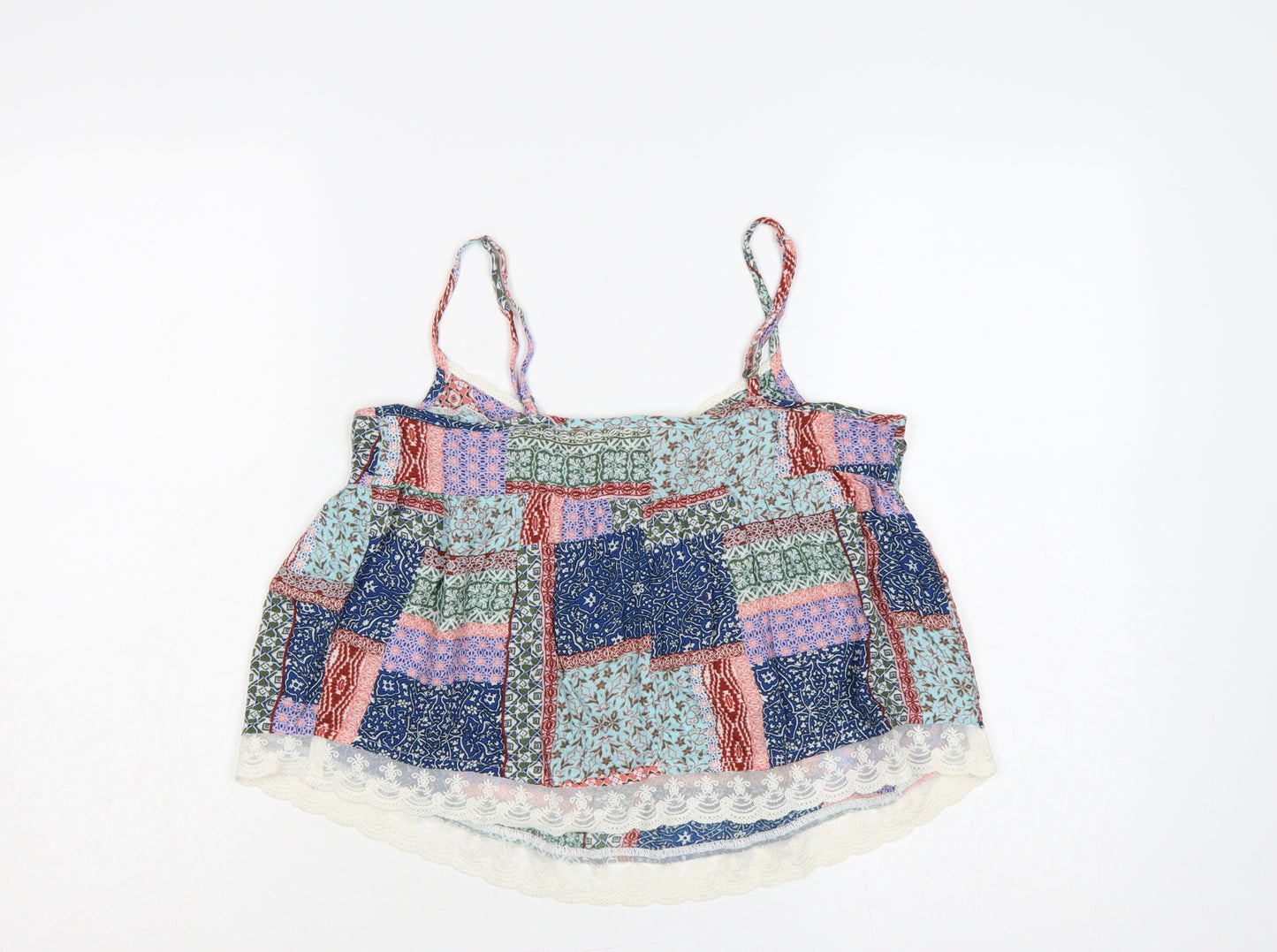 Hollister Women Multicoloured XS Bohemian Lace Trim Viscose Camisole Top