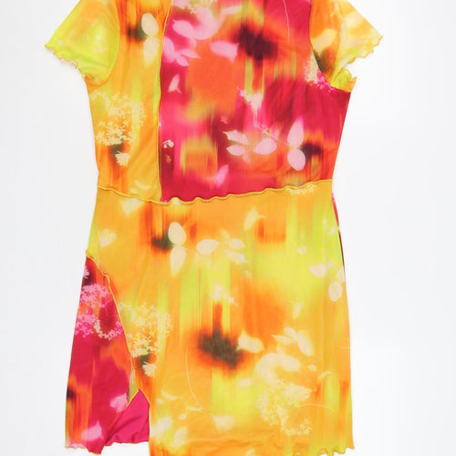 PrettyLittleThing Women Multicoloured UK 16 Bodycon Floral Mesh Dress