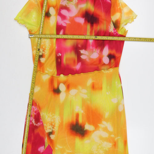 PrettyLittleThing Women Multicoloured UK 16 Bodycon Floral Mesh Dress