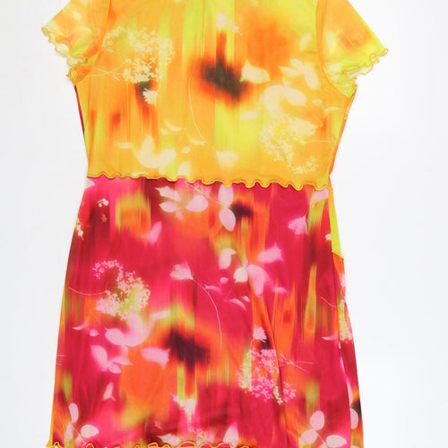 PrettyLittleThing Women Multicoloured UK 16 Bodycon Floral Mesh Dress