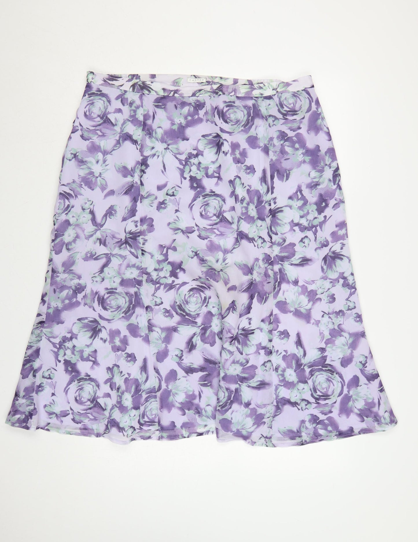 Eastex Women’s Purple Floral A-Line Knee Length Skirt UK 20 Lined