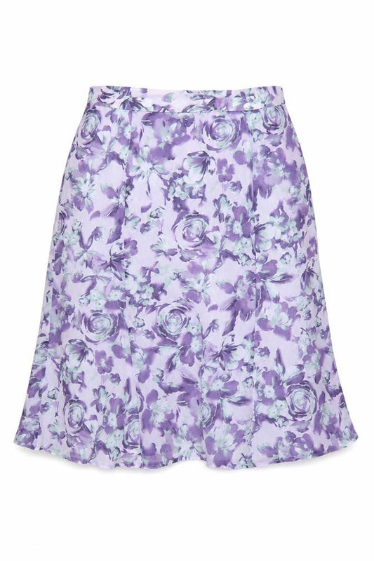 Eastex Women’s Purple Floral A-Line Knee Length Skirt UK 20 Lined