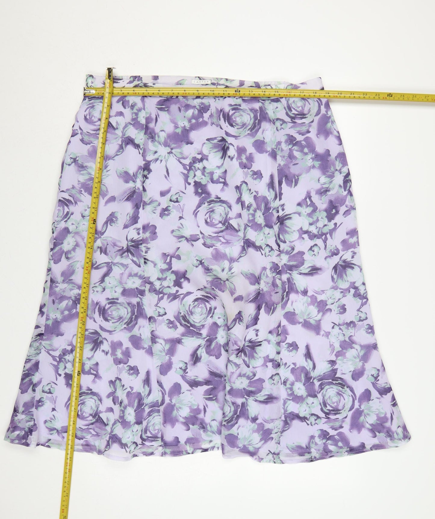 Eastex Women’s Purple Floral A-Line Knee Length Skirt UK 20 Lined