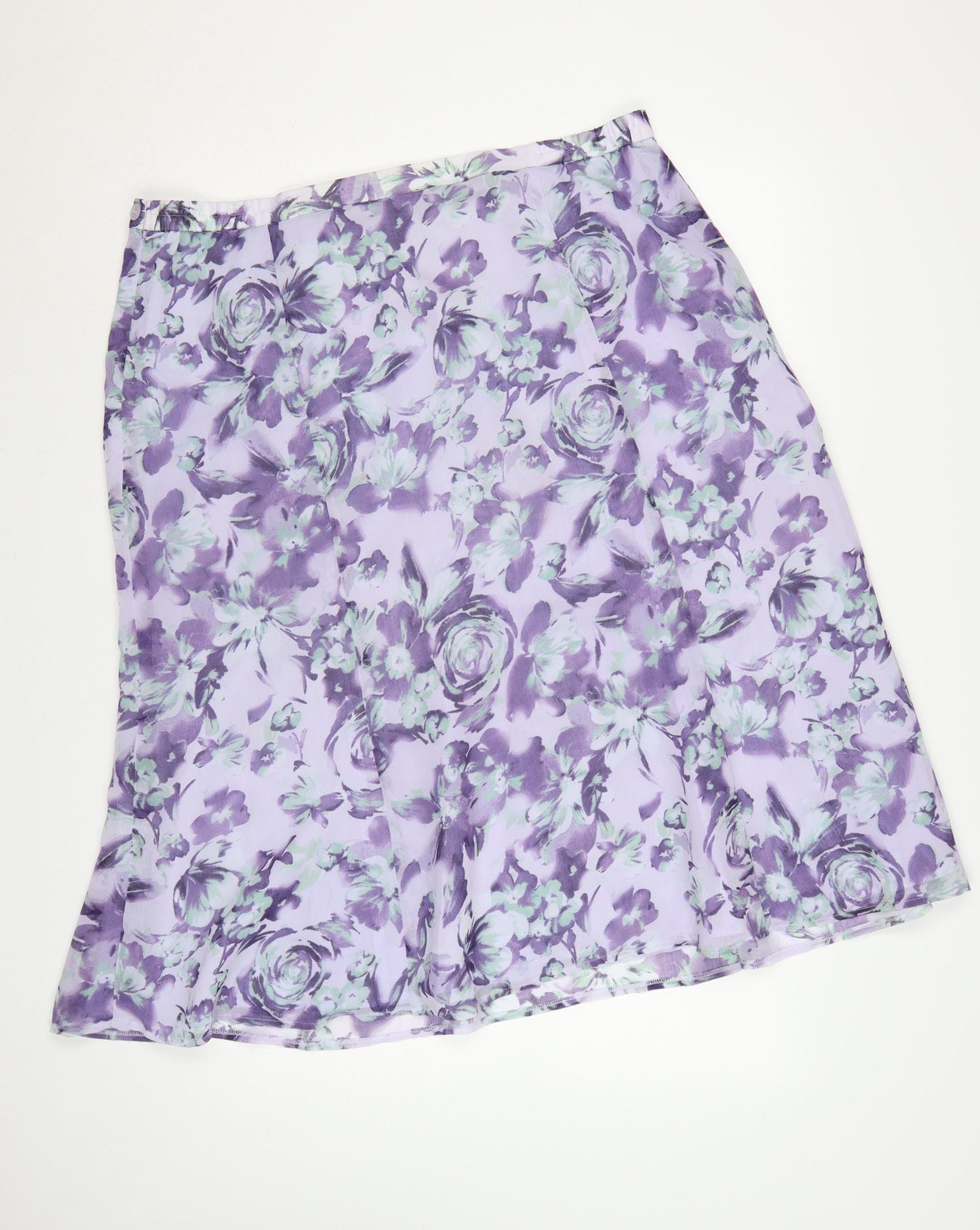 Eastex Women’s Purple Floral A-Line Knee Length Skirt UK 20 Lined