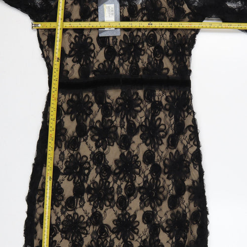 Per Una Women Black Lace Floral Knee Length Pencil Dress UK 12 NWT