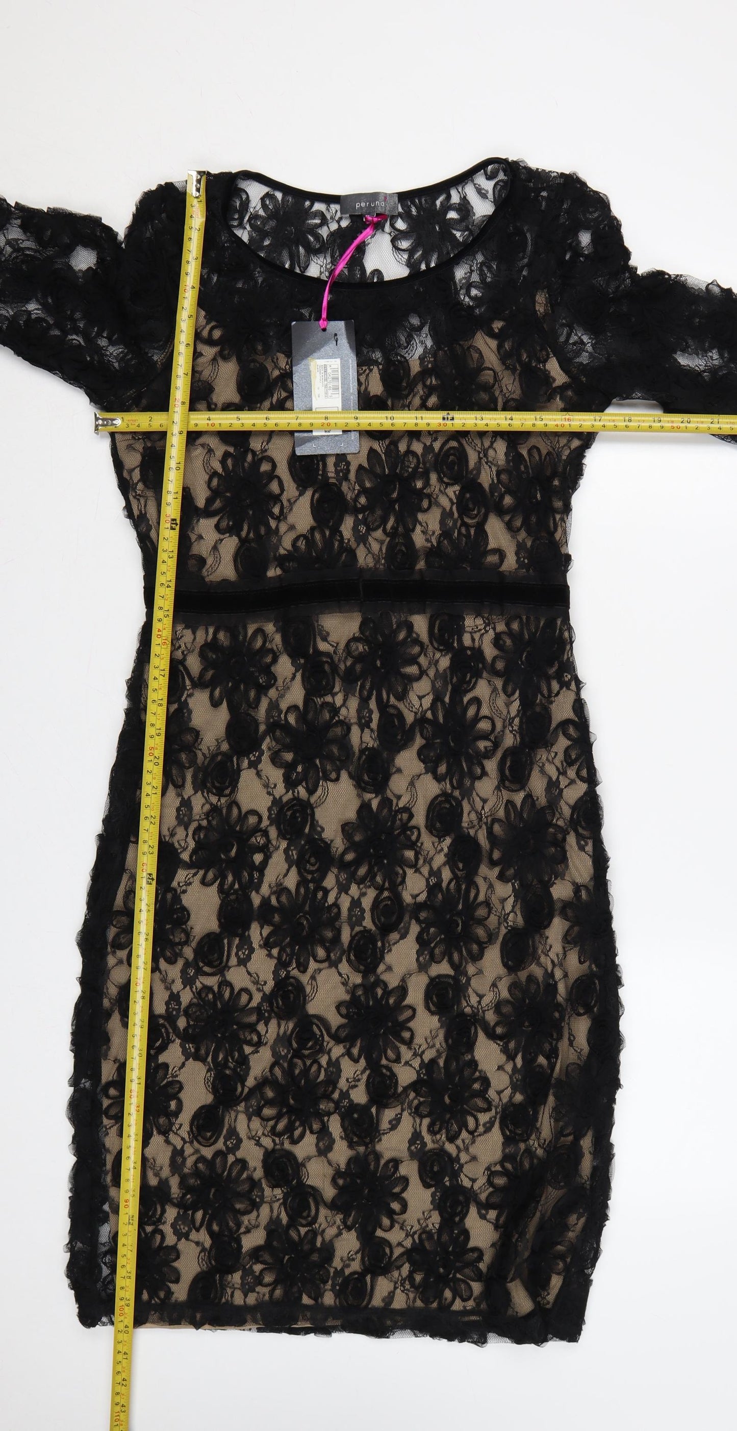 Per Una Women Black Lace Floral Knee Length Pencil Dress UK 12 NWT