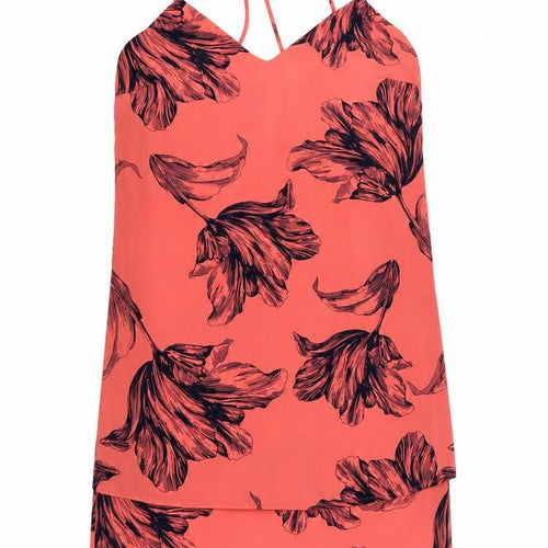 Next Women Orange Floral Strappy Slip Dress UK 8 Knee Length