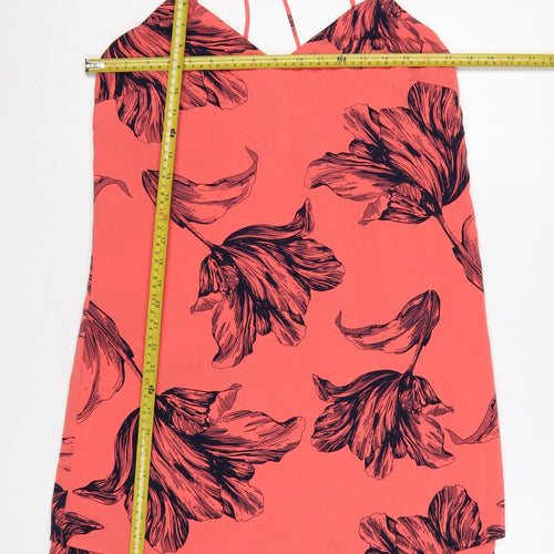 Next Women Orange Floral Strappy Slip Dress UK 8 Knee Length