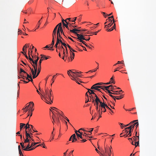 Next Women Orange Floral Strappy Slip Dress UK 8 Knee Length