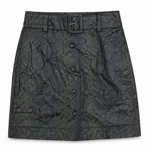 Topshop Women Green Snake Print Faux Leather Mini Pencil Skirt UK 6