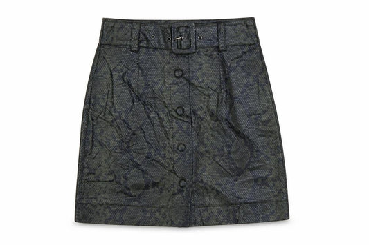 Topshop Women Green Snake Print Faux Leather Mini Pencil Skirt UK 6