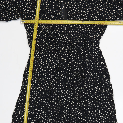 Topshop Women Black Polka Dot UK 10 Petite Fit & Flare Dress