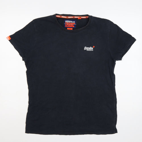 Superdry Men’s Black Large Slim Fit Logo Crew Neck T-Shirt