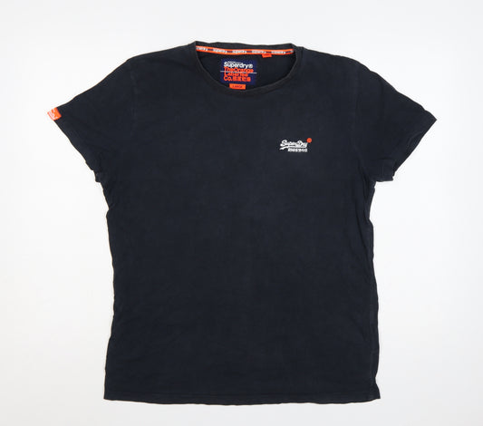 Superdry Men’s Black Large Slim Fit Logo Crew Neck T-Shirt