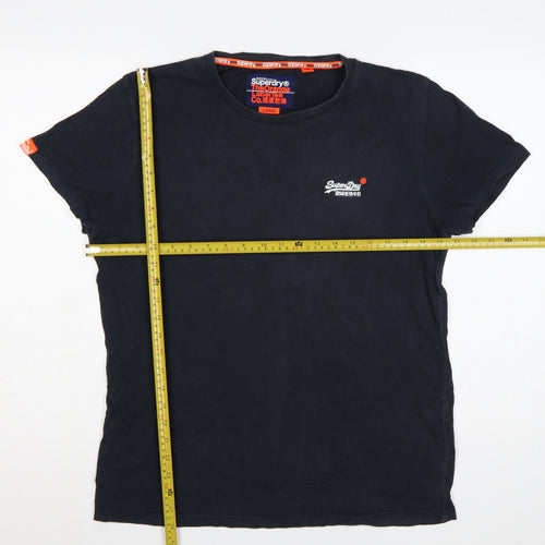 Superdry Men’s Black Large Slim Fit Logo Crew Neck T-Shirt