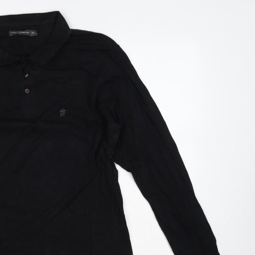 French Connection Men's Black 2XL Long Sleeve Logo Polo Shirt
