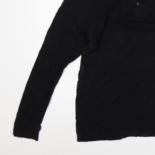 French Connection Men's Black 2XL Long Sleeve Logo Polo Shirt