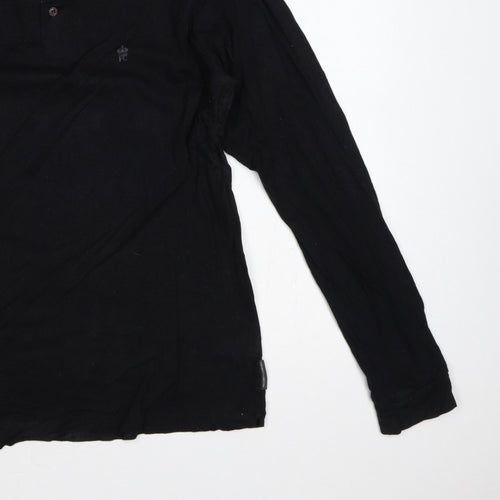 French Connection Men's Black 2XL Long Sleeve Logo Polo Shirt