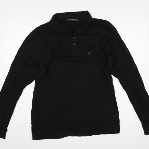 French Connection Men's Black 2XL Long Sleeve Logo Polo Shirt