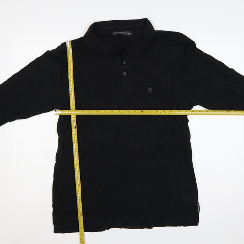 French Connection Men's Black 2XL Long Sleeve Logo Polo Shirt