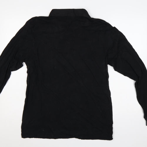 French Connection Men's Black 2XL Long Sleeve Logo Polo Shirt
