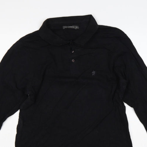 French Connection Men's Black 2XL Long Sleeve Logo Polo Shirt