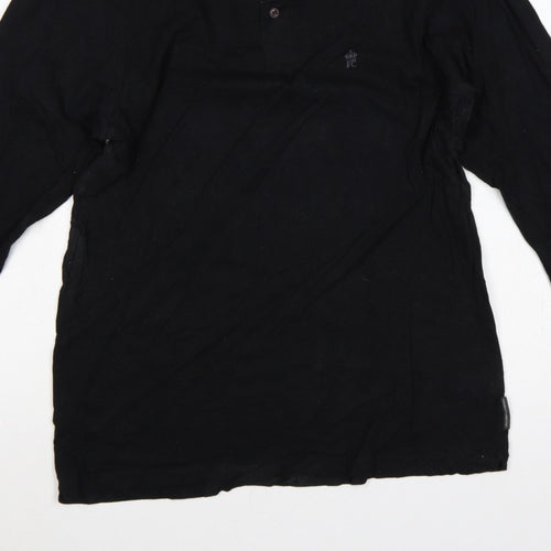French Connection Men's Black 2XL Long Sleeve Logo Polo Shirt