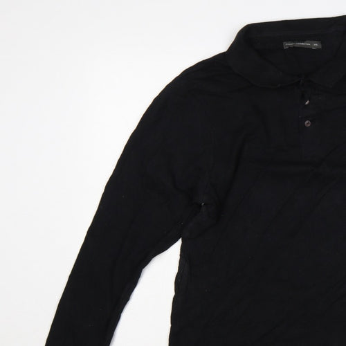 French Connection Men's Black 2XL Long Sleeve Logo Polo Shirt